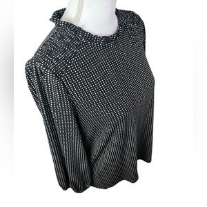 Adrianna Papell Black & Ivory Polka Dot Blouse | Size M